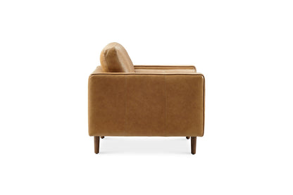 PlushEase Leather Armchair in Caramel