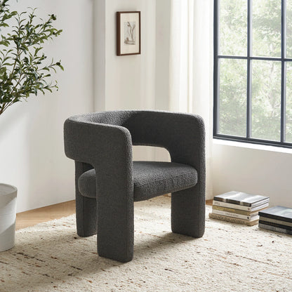 FormaLuxe Bouclé Armchair in Storm Grey