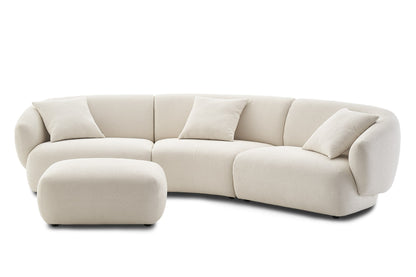 AristoCurve Curve Sofa In Beige Boucle