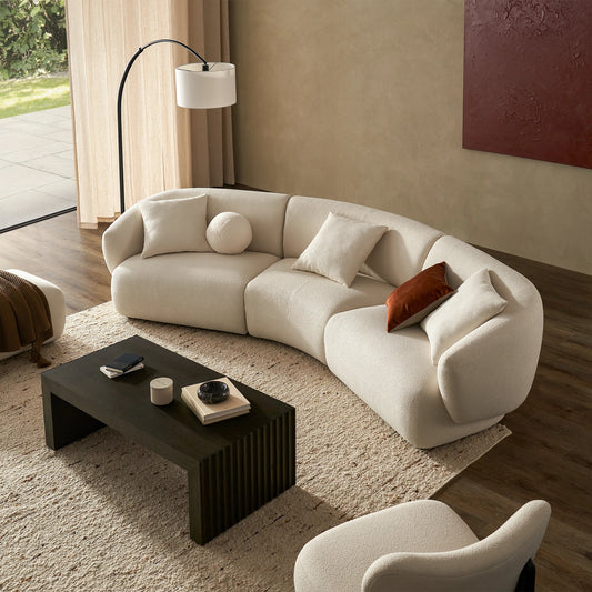 AristoCurve Curve Sofa In Beige Boucle