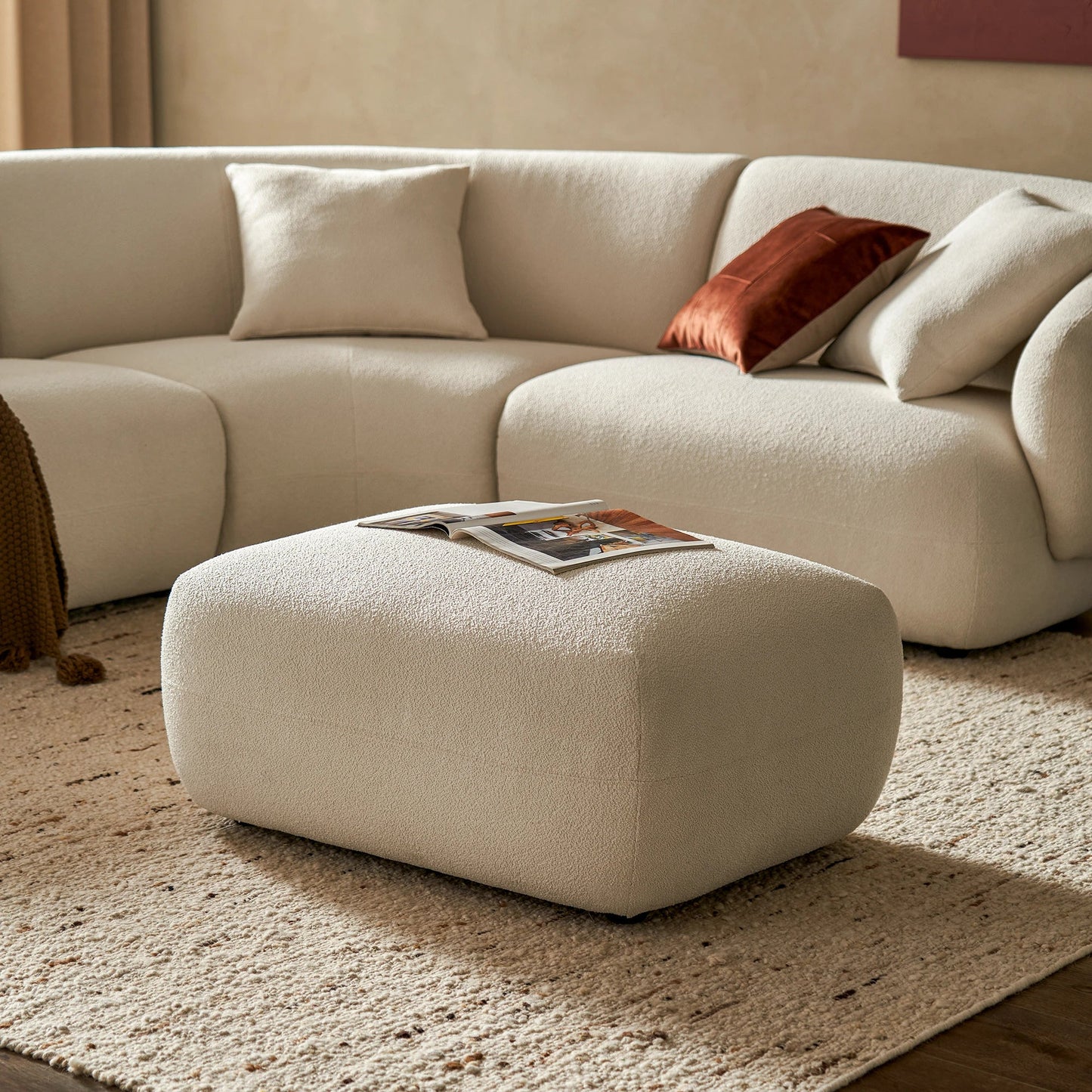 AristoCurve Curve Sofa In Beige Boucle