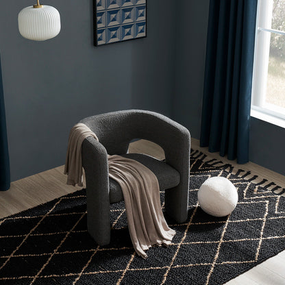 FormaLuxe Bouclé Armchair in Storm Grey