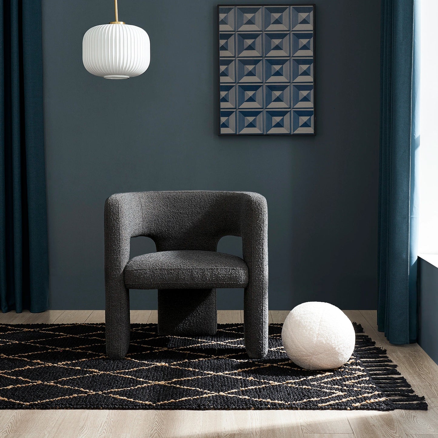 FormaLuxe Bouclé Armchair in Storm Grey