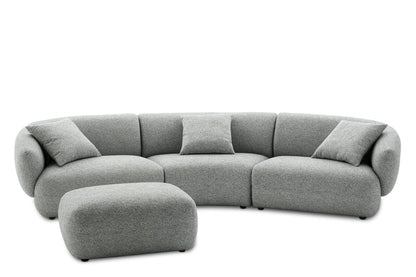 AristoCurve Curve Sofa In Grey Boucle