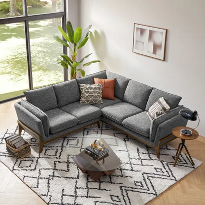 Luxe Vertex L-Shape Sectional Sofa in Graphite Grey