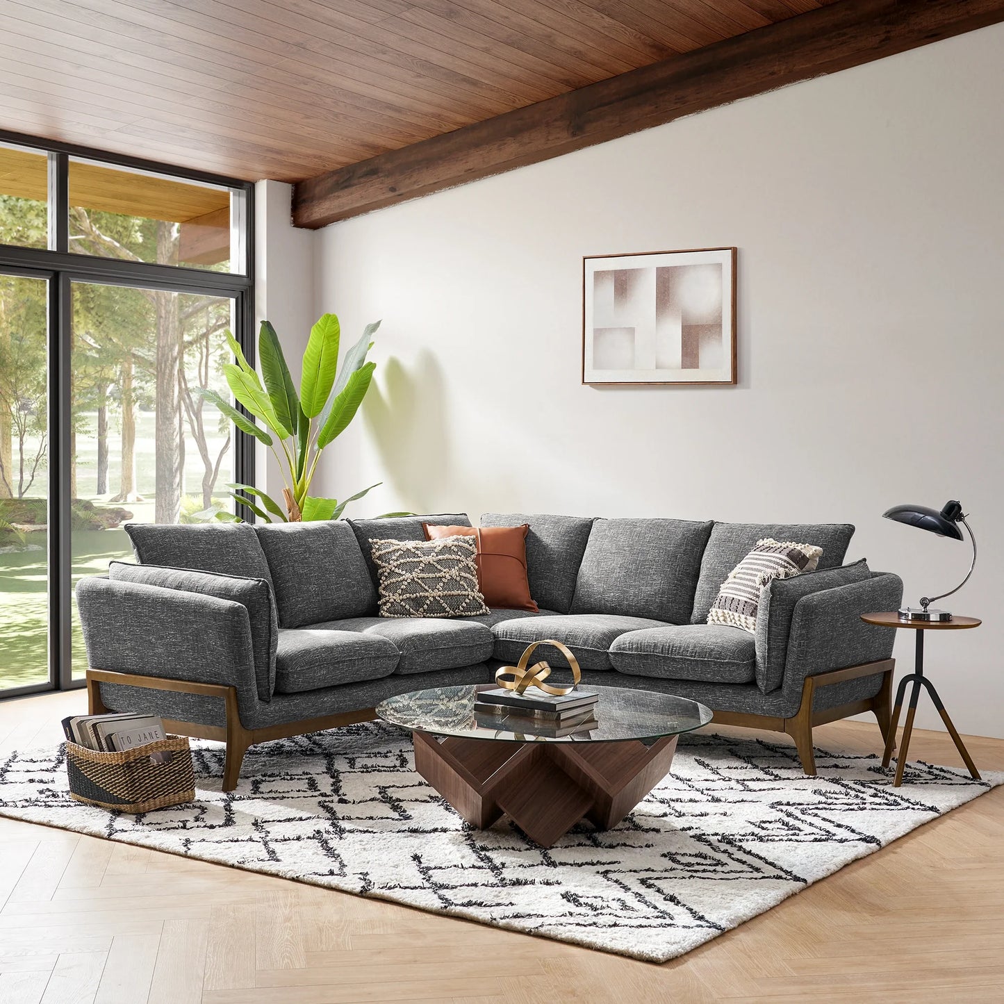 Luxe Vertex L-Shape Sectional Sofa in Graphite Grey