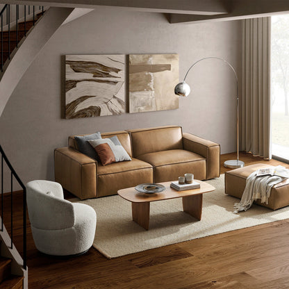 Savannah Luxe Leather Sofa in Caramel