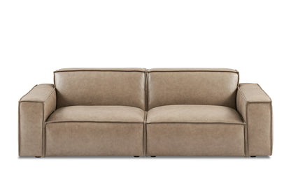 Savannah Luxe Leather Sofa in Warm Taupe