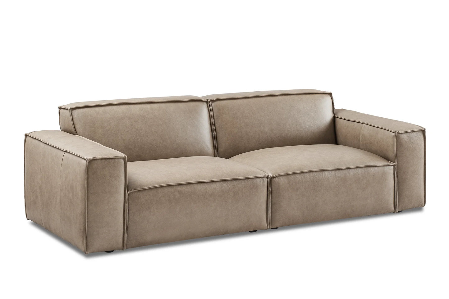 Savannah Luxe Leather Sofa in Warm Taupe