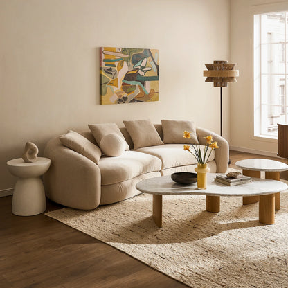 Zenith Curve Performance Fabric Sofa in Beige