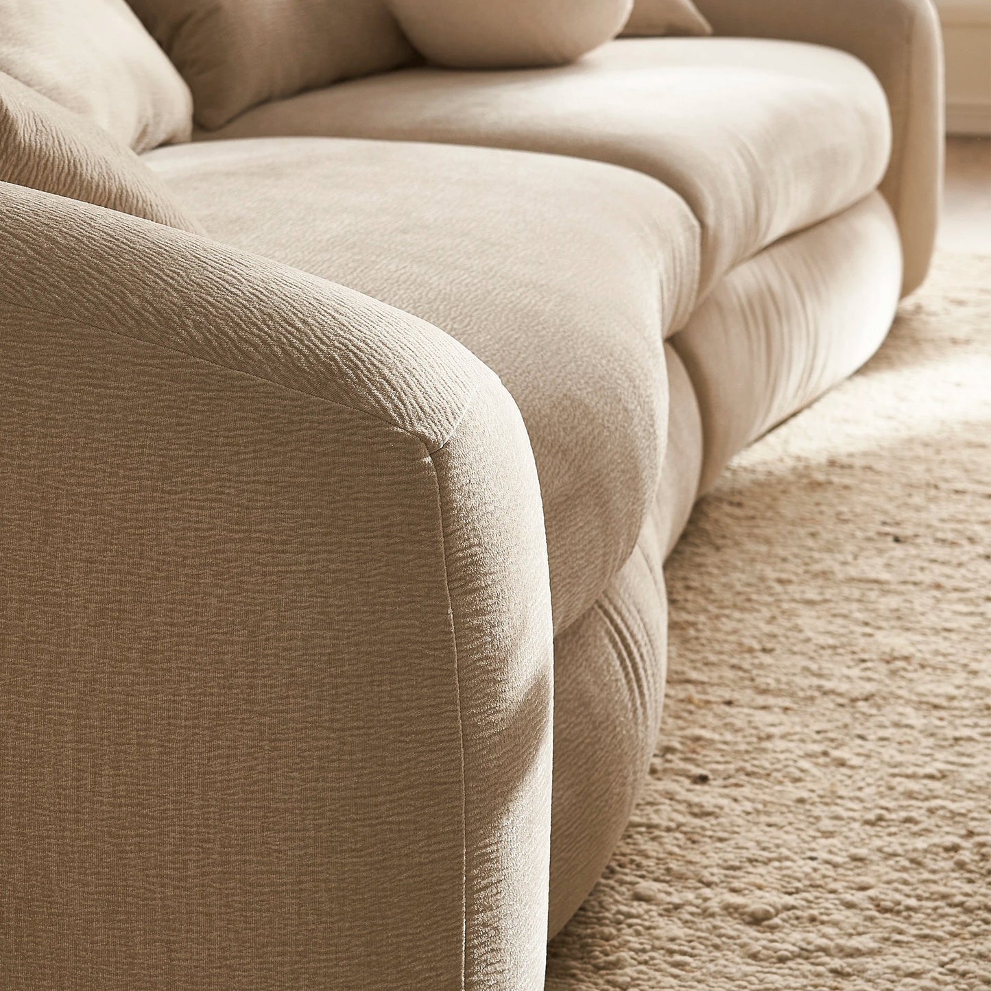 Zenith Curve Performance Fabric Sofa in Beige