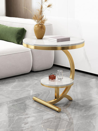 C Shape Marble & Metal Side Table