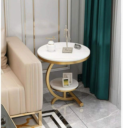 C Shape Marble & Metal Side Table