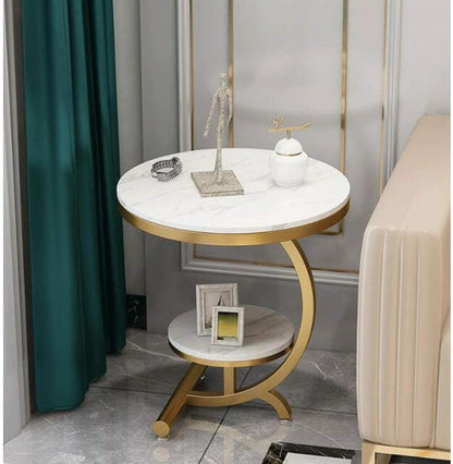 C Shape Marble & Metal Side Table