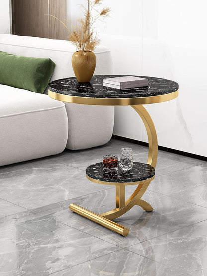 C Shape Marble & Metal Side Table