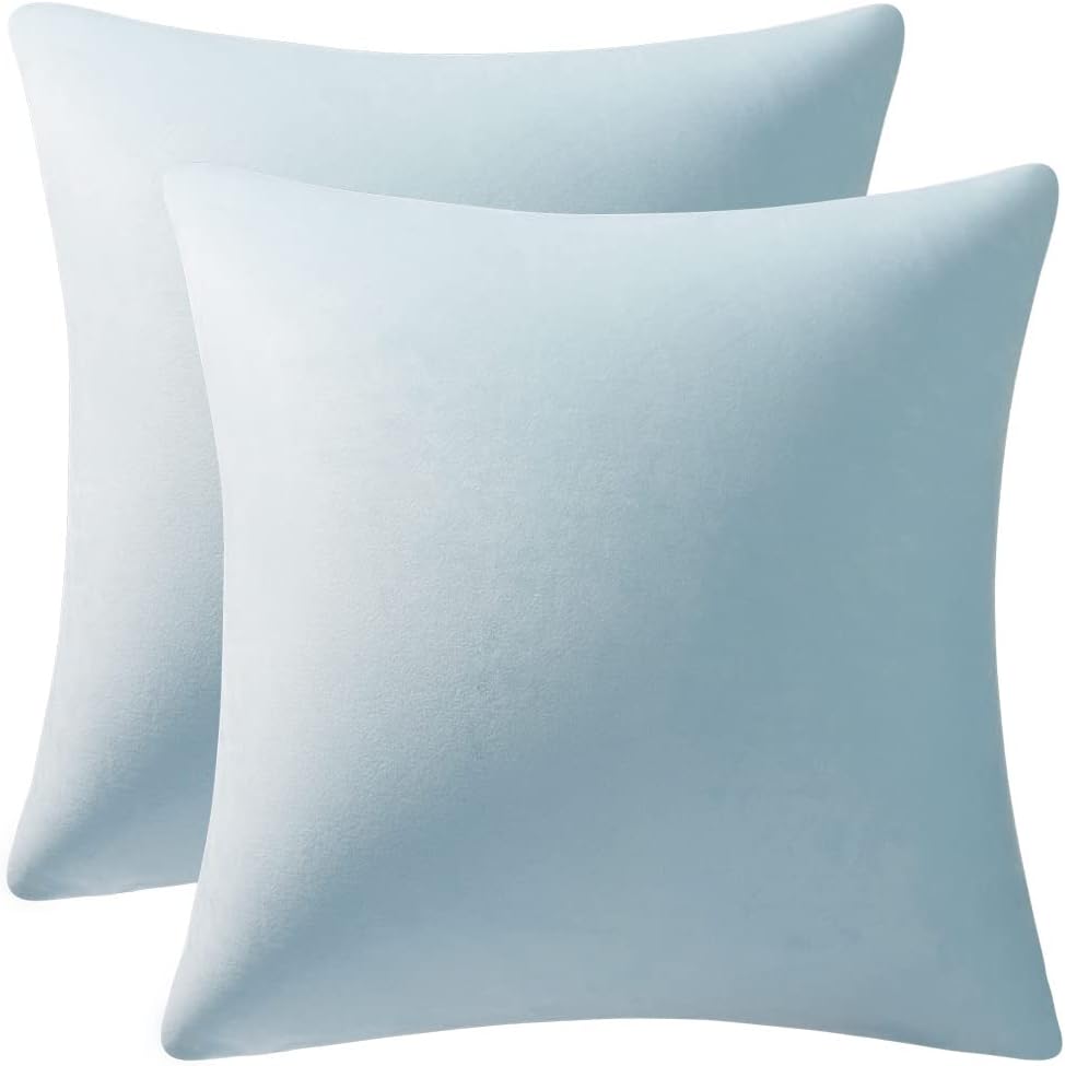 Soft Velvet Square Throw Pillow Cases or Cushion Covers Baby Blue