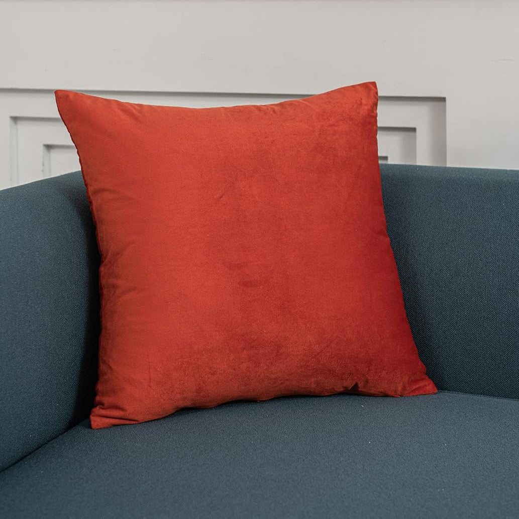 Soft Velvet Square Throw Pillow Cases or Cushion Covers Burnt Orange