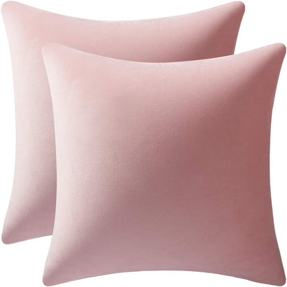 Soft Velvet Square Throw Pillow Cases or Cushion Covers Baby Pink