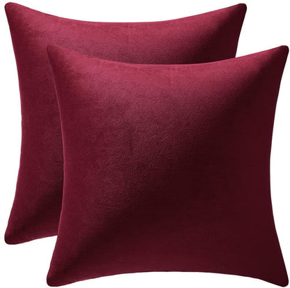 Soft Velvet Square Throw Pillow Cases or Cushion Covers Burgundy Red