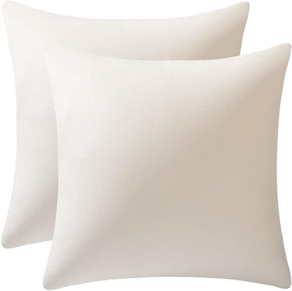 Soft Velvet Square Throw Pillow Cases or Cushion Covers Cream