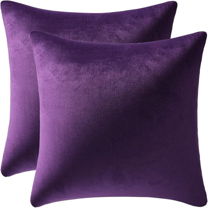 Soft Velvet Square Throw Pillow Cases or Cushion Covers Purple