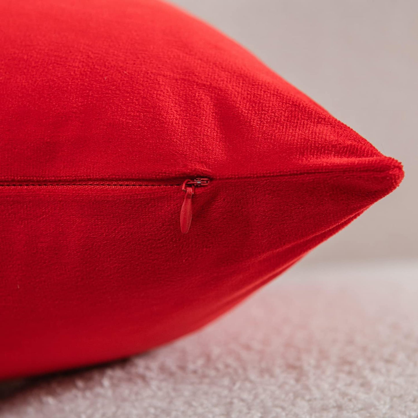 Soft Velvet Square Throw Pillow Cases or Cushion Covers Red