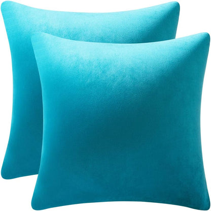 Soft Velvet Square Throw Pillow Cases or Cushion Covers Turquoise