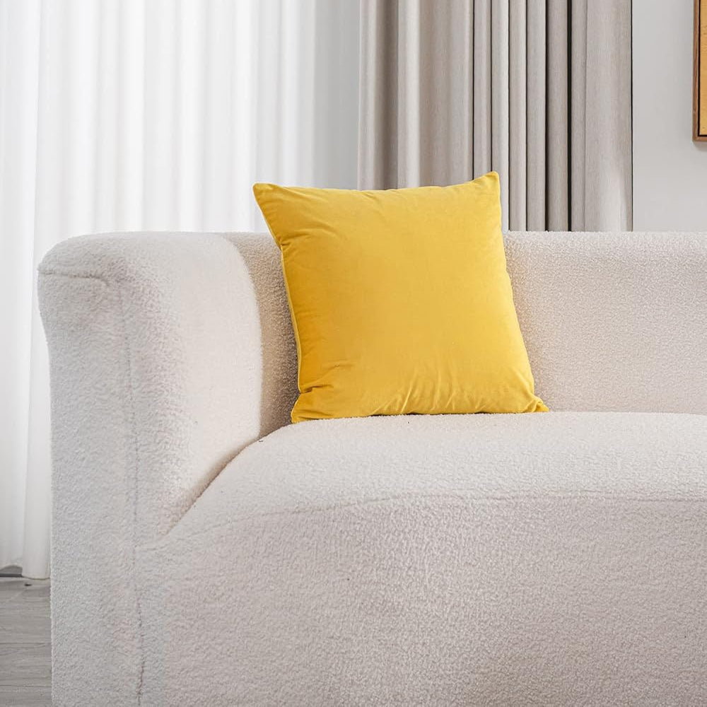 Soft Velvet Square Throw Pillow Cases or Cushion Covers Yellow