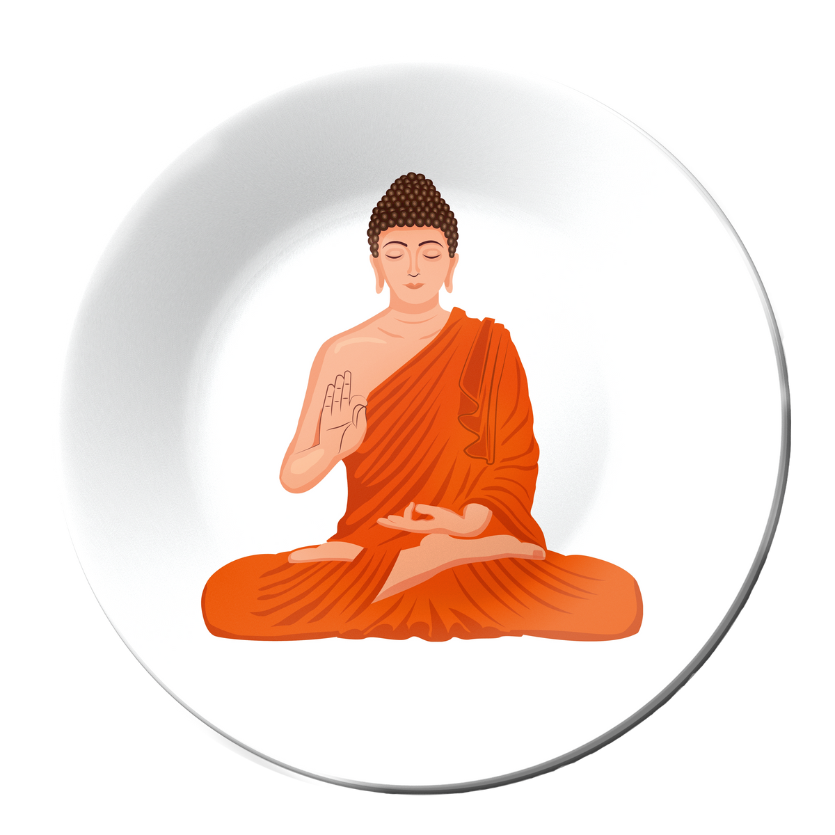 Orange and White Buddha Decorative Wall Plate