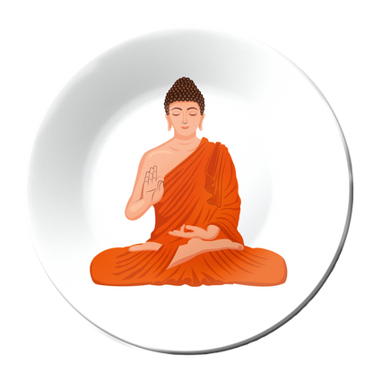 Orange and White Buddha Decorative Wall Plate