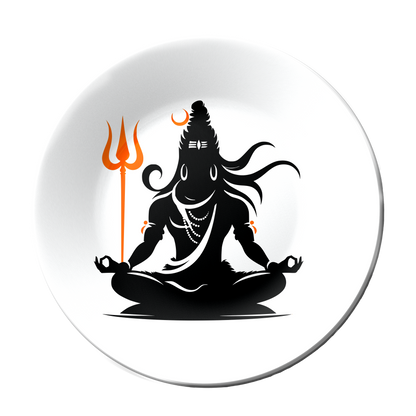 Mahadev Shiva Black and White Decorative Wall Plate