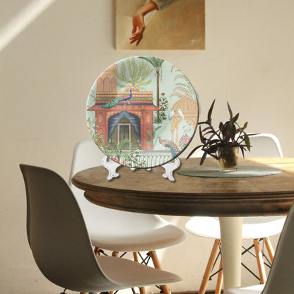 Peacock Palace Regal Courtyard Decorative Wall Plate