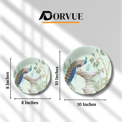 Royal Fountain Peacock Cascade Decorative Wall Plate Ceramic For Home Décor