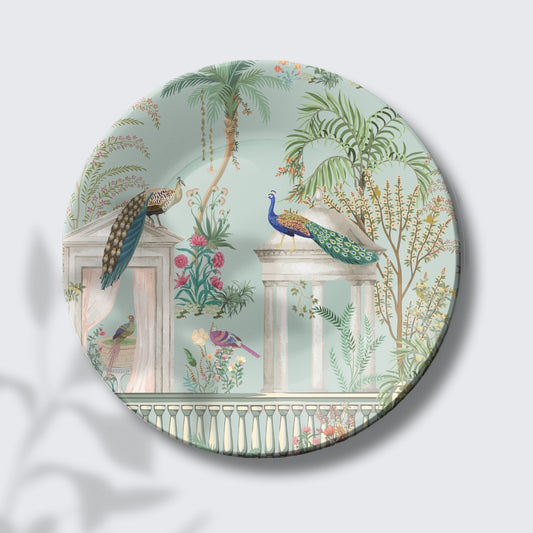 Majestic Courtyard Birds Peacock Decorative Wall Plate