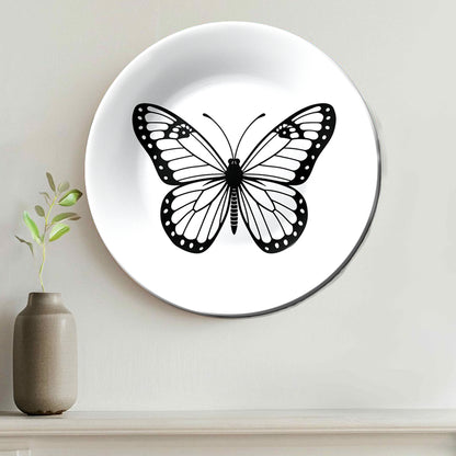 Monochrome Butterfly Decorative Wall Plate