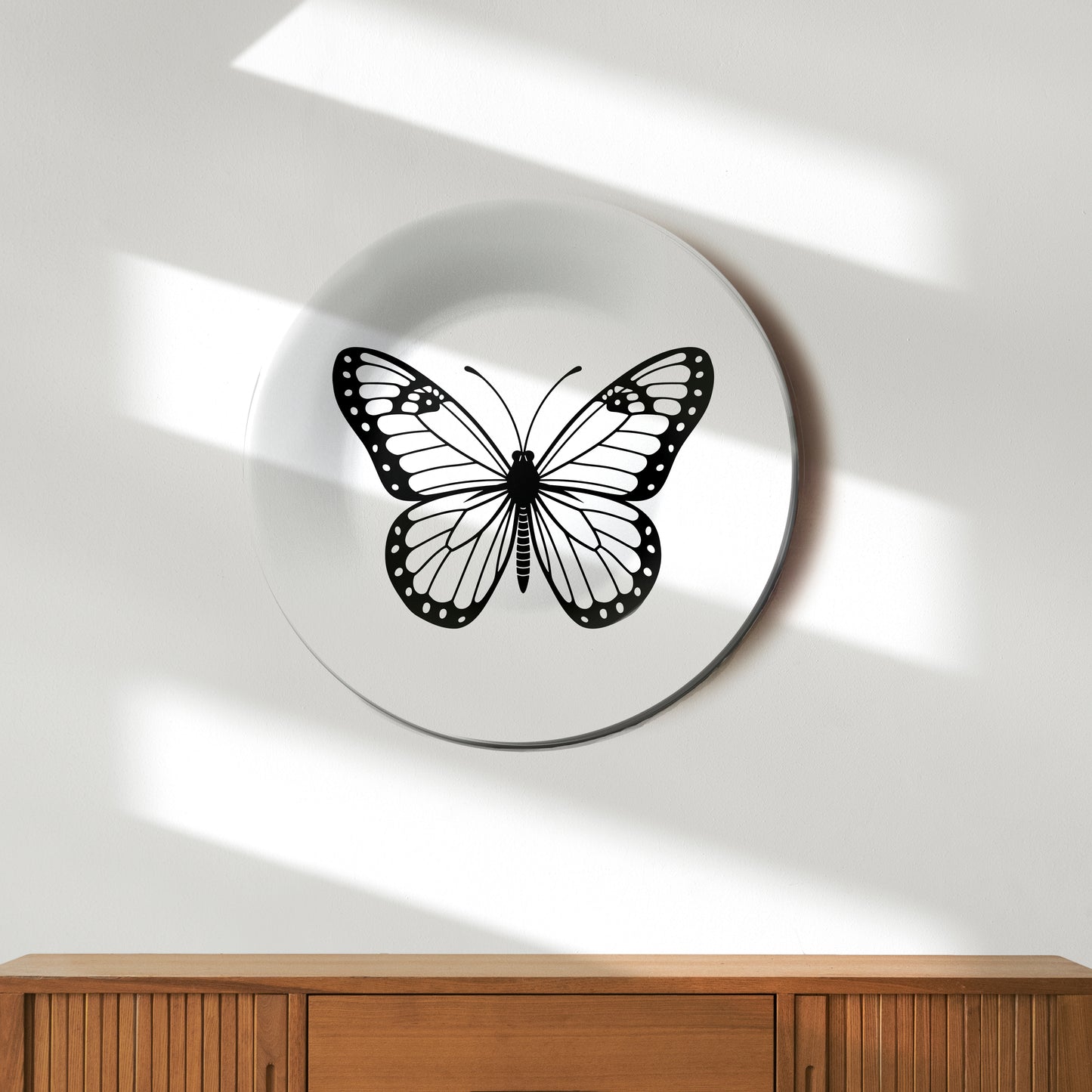 Monochrome Butterfly Decorative Wall Plate