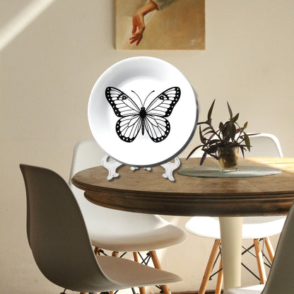 Monochrome Butterfly Decorative Wall Plate