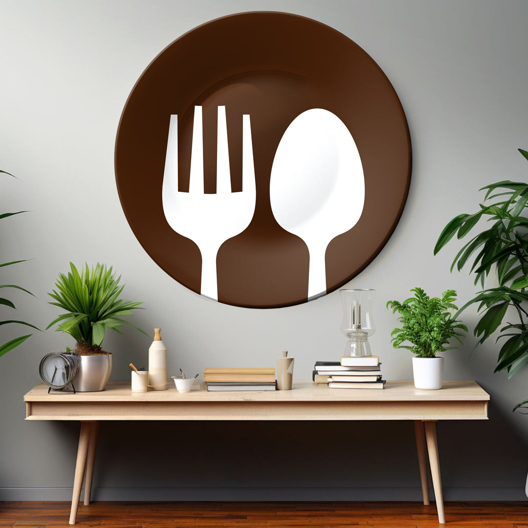 Spoon and Fork Kitchen and Cafe Wall Decor Decorative Wall Plate