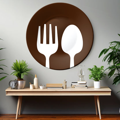 Spoon and Fork Kitchen and Cafe Wall Decor Decorative Wall Plate