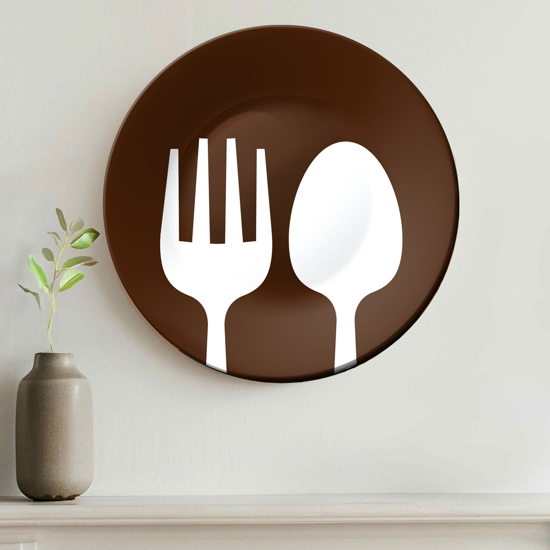 Spoon and Fork Kitchen and Cafe Wall Decor Decorative Wall Plate