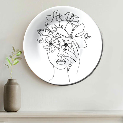 Abstract Face with Butterfly Decorative Wall Plate