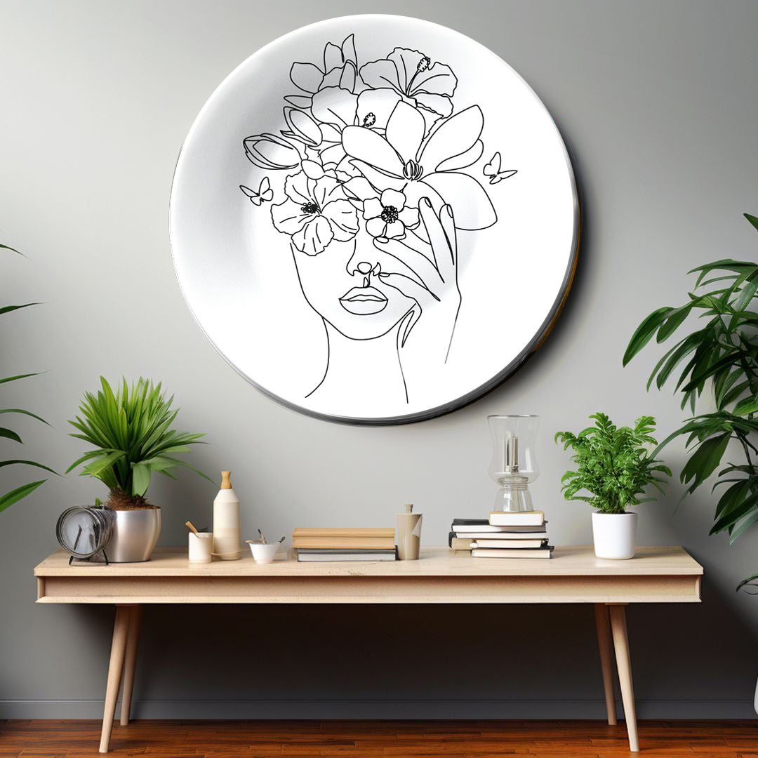 Abstract Face with Butterfly Decorative Wall Plate