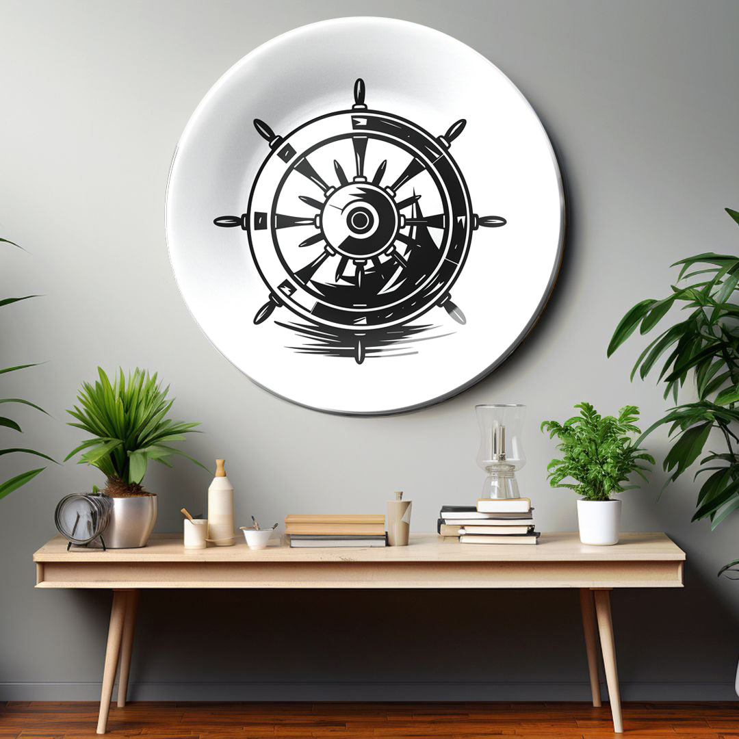 Yacht Steering Wheel Nautical Decorative Wall Plate