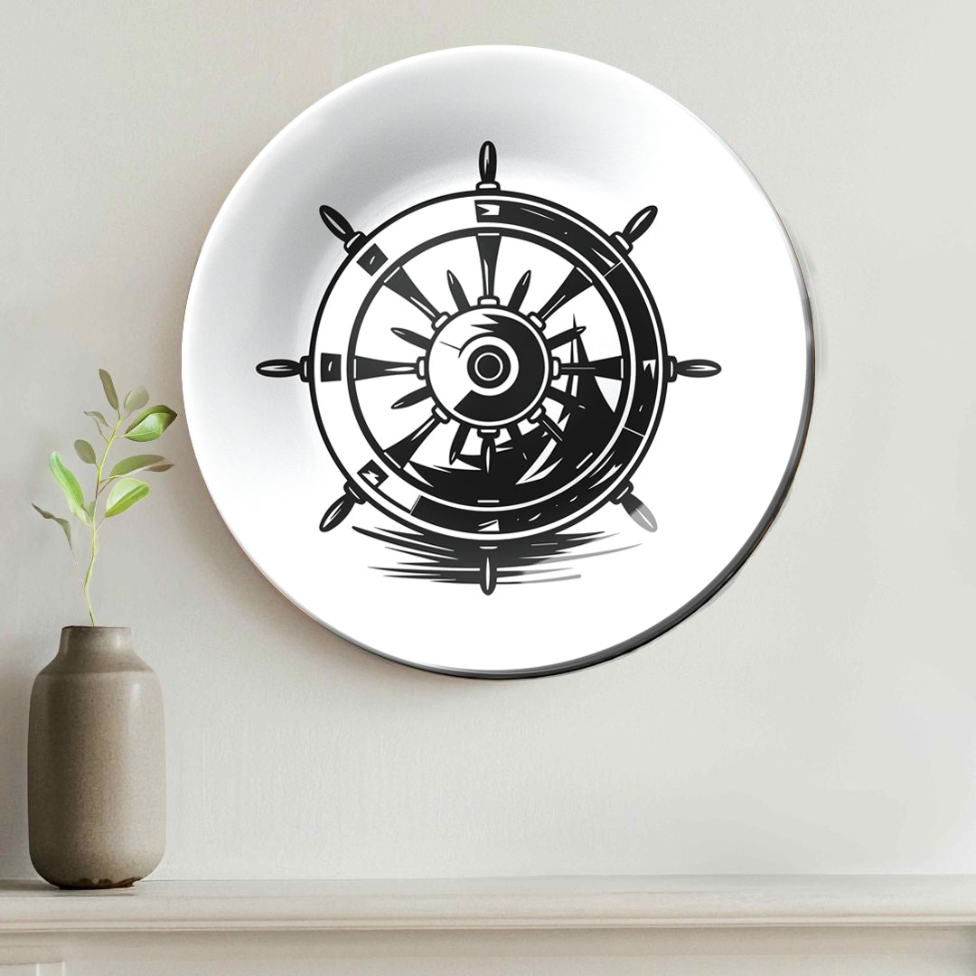 Yacht Steering Wheel Nautical Decorative Wall Plate