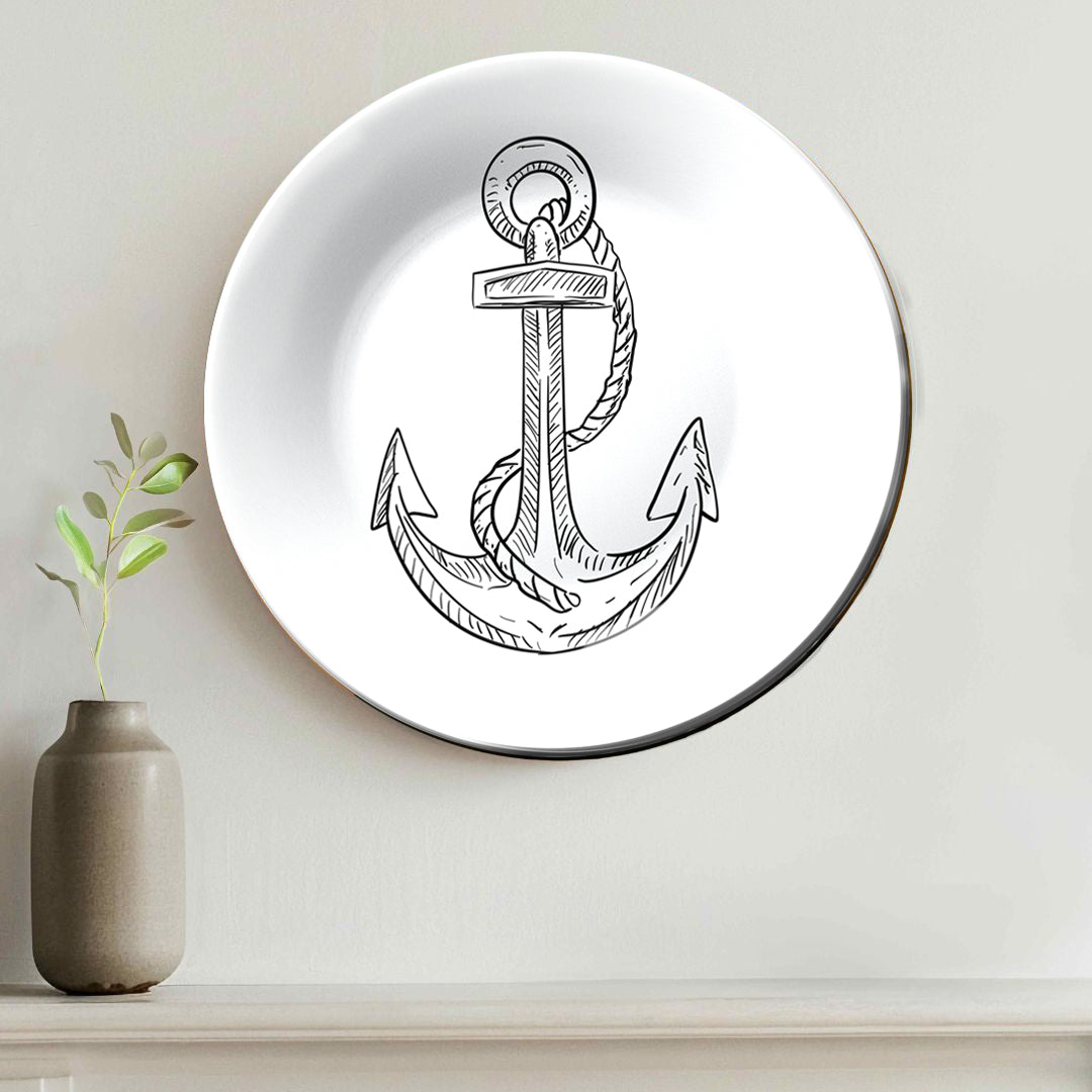 Anchor Black and White Minimalist Decorative Wall Plate