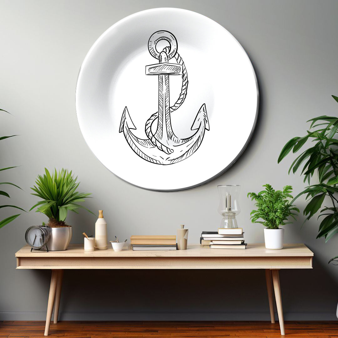 Anchor Black and White Minimalist Decorative Wall Plate