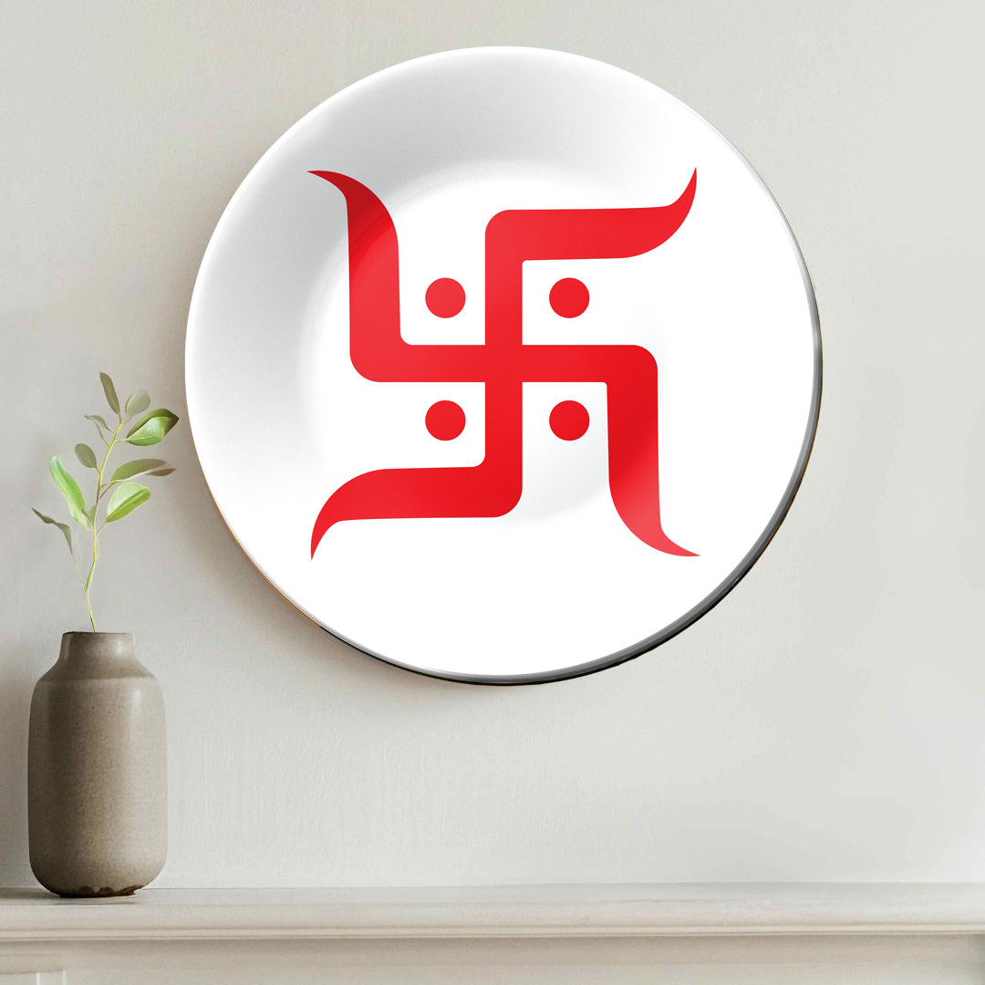 Swastika Indian Ancient Religion Symbol Decorative Wall Plate