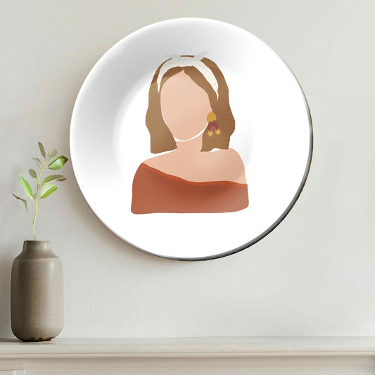 Boho Girl Minimalist Decorative Wall Plate