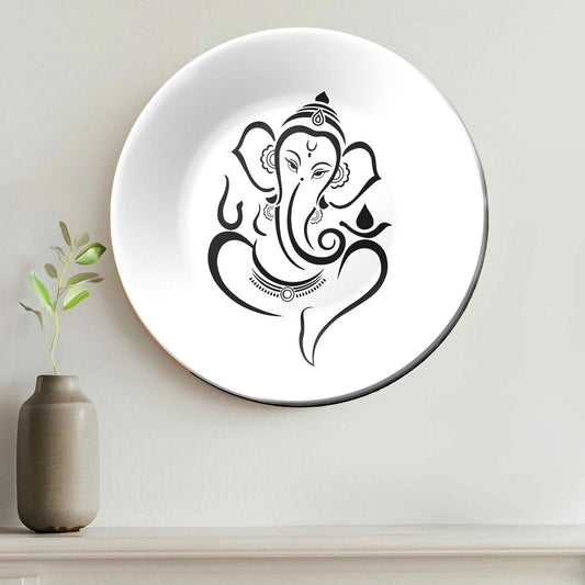 Ganesha Black and White Minimalist Decorative Wall Plate