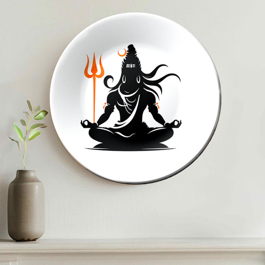 Mahadev Shiva Black and White Decorative Wall Plate